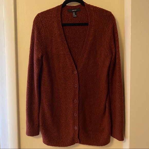 Forever 21 Sweaters - Soft Maroon Forever 21 Long Cardigan with Buttons
